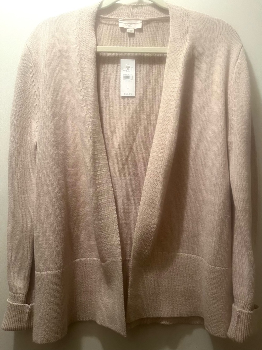 LOFT oatmeal  Cardigan Sweater size Large NWT